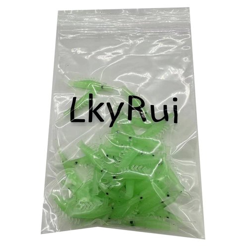 100pcs Shrimp Lure Red/Pink/Glow Green Color Silicone Shrimp Baits Soft Lure Worms Luminous Simulation Prawn Shrimps Size: 0.5g 4.3cm (Luminous Green)