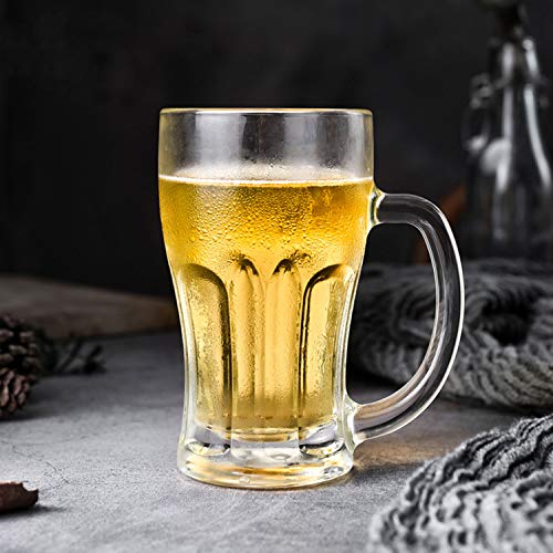 Fluted Beer Mugs Set 18oz Glass Drinkware with Handle - Pack of 8