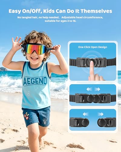 Kids Swim Goggles 2 Pack - Large Frame Anti-Fog Leak Proof UV Protection Black & Iridescent Pink/Gold