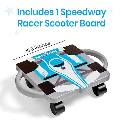 hand2mind Blue Speedway Racer Scooter Board, Floor Scooter Board, Gross Motor Toys, Kids Exercise & Physical Education Equipment, Playground Toys, Indoor Active Play, Toddler Outdoor Activities