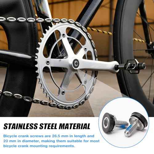 Bike Hex Crank Arm Fixing Bolts, Crank Arm Bolt 8mm, Bike Crank Bolts, Bicycle Crank Screw, Bike Crankset Bolt, Bicycle Bottom Bracket Axle Bolts for Bicycle Square Hole M8