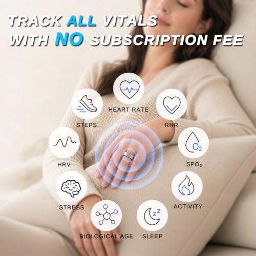 Smart Ring for Women & Men - Fitness & Health Tracker, Silver, Size 9