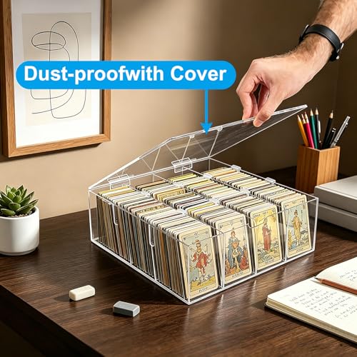 Acrylic Storage Box for Trading Cards - 3000+ Card Capacity with Dividers & Supports