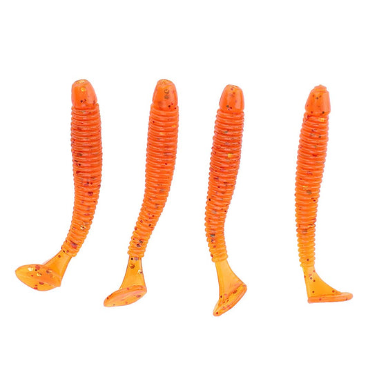 50PCS Fishing Lures Kit, 2in Plastic Fishing Soft Lures T Tail Grub Worm Baits Fishing Swimbaits Fishing Fish Tackle Accessories (Orange)