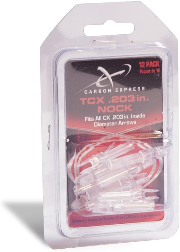 Carbon Express TCX Nock, Size .203 (Fits PileDrive Pass Thru Extreme 250 & 350), 12-Pack, Clear
