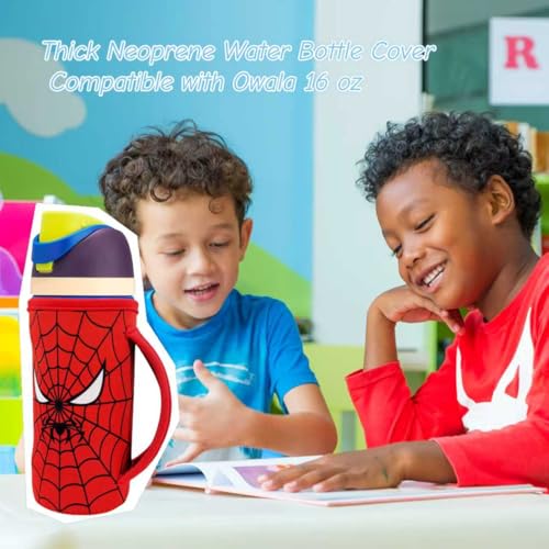16 oz Kids Water Bottle Sleeve - Strawberry Neoprene Cover with Handle - Compatible with Owala FreeSip for Boys & Girls