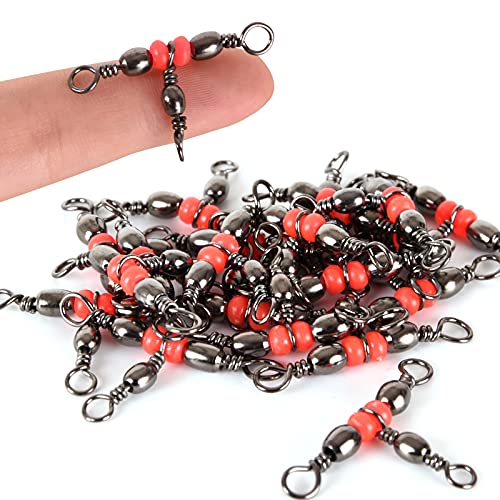 SquEqu 50 Pack Fishing Three Way Swivels Cross Line Barrel 3 Way Swivel Crossline Connector Tackle Trolling T-Turn Connection for Fishing Tackle Catfish Rig Surf Saltwater Freshwater Spider Rigging