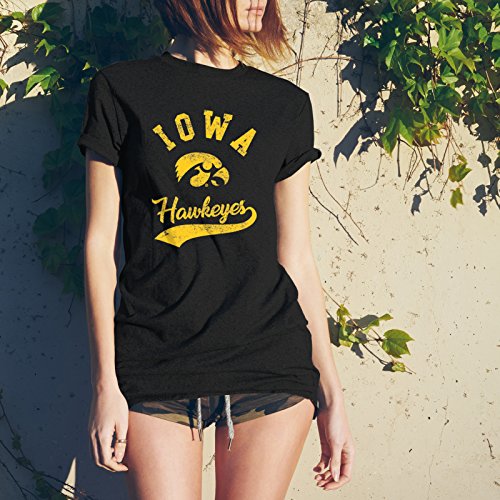 Iowa Retro Script T-Shirt for Men - XL Black Vintage Cotton Tee