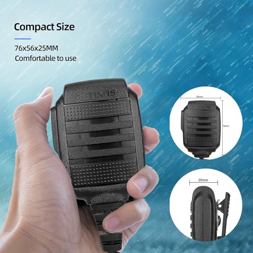 Waterproof Microphone for Walkie Talkies - 4 Pack, IP54 Rated, Handheld Radio Mic with Large PTT, Noise-Canceling, Durable & Rainproof