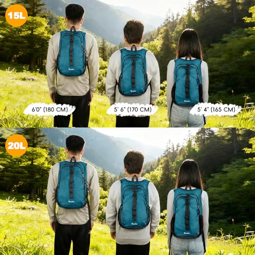 Seektop 15L Small Lightweight Hiking Backpack for Women Men - Teal Blue
