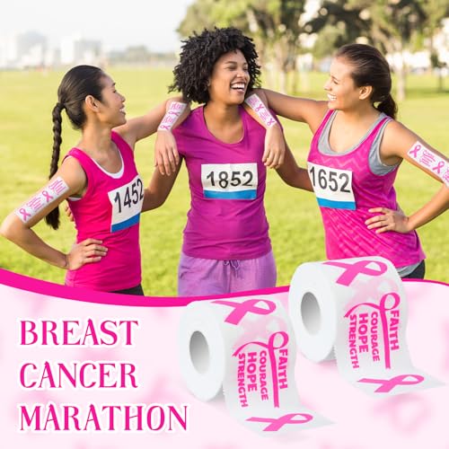 Geiserailie 2 Pack Breast Cancer Awareness Sticky Athletic Tape 2in x 30ft Pink Ribbon Cotton Sports Tape Wrist Wrap for Football Soccer Trainers Finger Wrist Ankle Men Women Gifts(White)