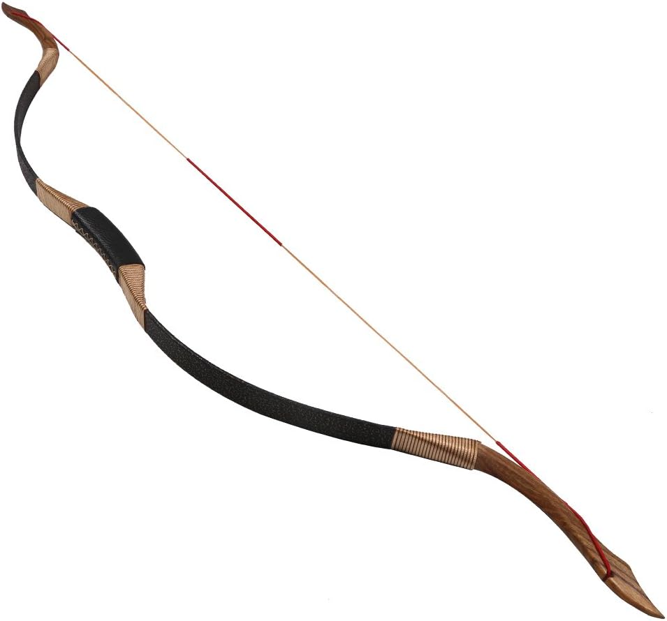 TOPARCHERY Black Hunter Traditional Recurve Bow 53'' Archery Hunting Handmade Horse Bow Longbow 30-50 lbs