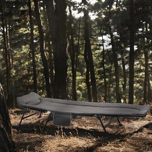 MoNiBloom Camping Beds for Adults, 180° Adjustable Reclining Outdoor Lounger Cot Bed for Sleeping with Carry Bag, Portable Camping Bed for Outdoor Camping Office Use, Supports 250 lbs