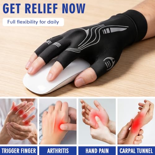 Compression Arthritis Gloves All-Around for Men Women Black M