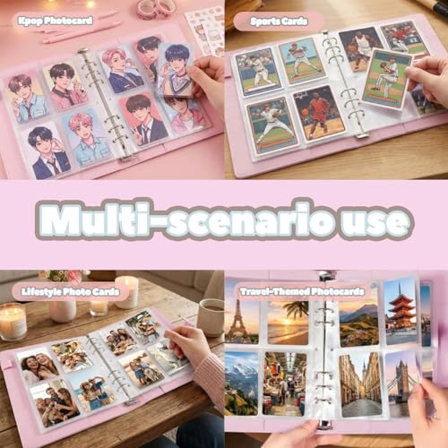 Kpop Photocard Binder PU Leather 6-Ring Album with Magnetic Closure, 30 Pack Pages