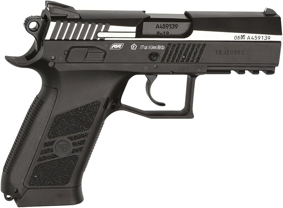 ASG CZ 75 P-07 Duty Black and Two-Tone CO2 BB Gun Pistol .177 Cal Steel, Blowback and Non-Blowback