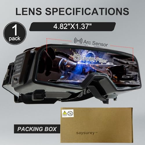 Auto-Darkening Welding Glasses for Cutting and Grinding Safety 4.82x1.38