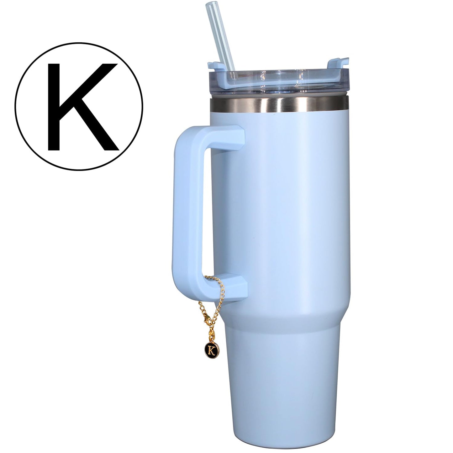 AnnabelZ Letter Charm Accessories For Stanley Cup,2PCS ID Initial Letter Charm Personalized For Stanley Tumbler Cup Identification Handle Letter Charms (K)