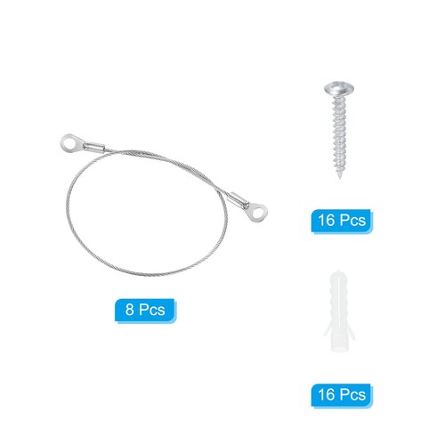 PATIKIL Cabinet Door Restraint Kit 0.06" x 12", 8 Pack Stainless Steel Flexible Braided Cable Door Hinge Limiter for Limiting Chest Cupboard Door Opening Angle Swing