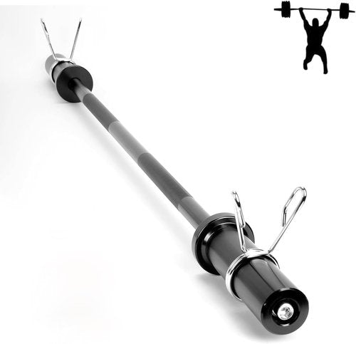 usego 4FT Barbell Bar Solid Threaded Chrome barbell Bar with 2 inch Center Holes Barbell Weight Straight Weightlifting Strength Training Equipment 120cm for Home Workout Fitness