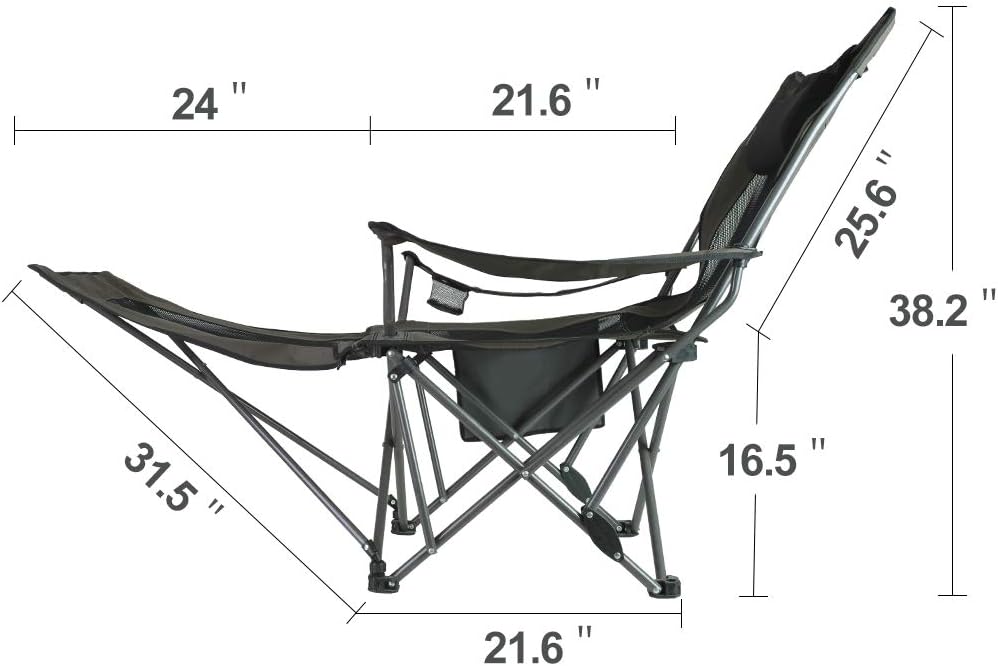 OUTDOOR LIVING SUNTIME Camping Folding Portable Mesh Chair with Removabel Footrest