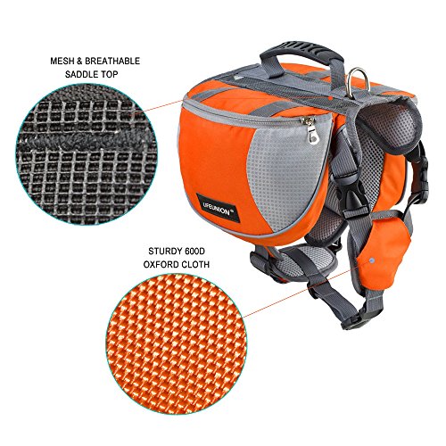 Adjustable Service Dog Backpack Saddle Bag for Hiking Camping Training Black Large