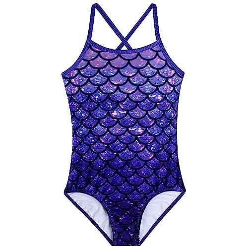 Girls Swimsuit One Piece Bathing Suit with Adjustable Straps Cute Little Kids Swimming Suits Beach Swimwear 4T-12