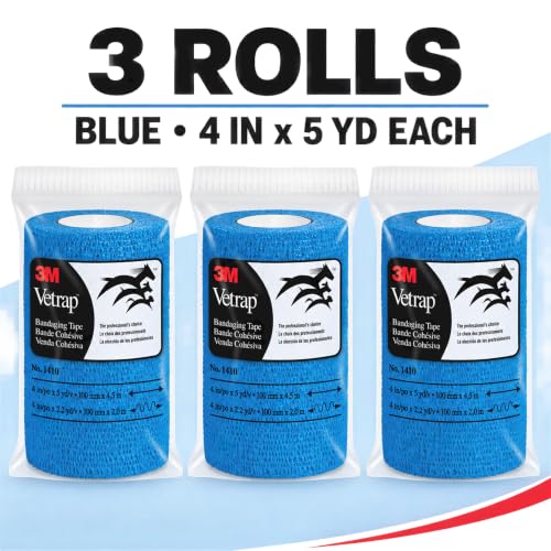 Self-Adherent Bandage Tape for Pets and First Aid - 4 Inch x 5 Yards, 3 Pack