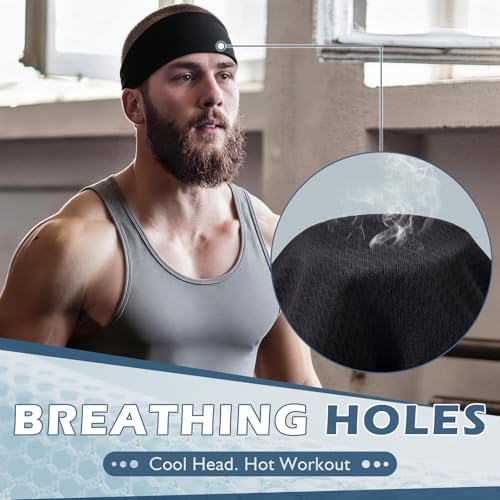 Blue2 Premium Sweat Wicking Headband for Men & Women - Non-Slip Workout Sports Band
