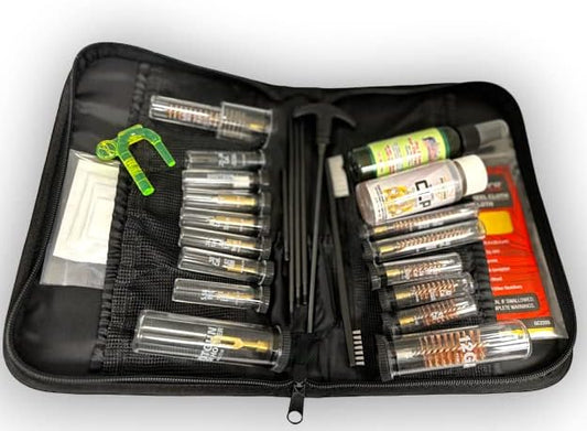 KleenBore Tactical Universal Weapons Cleaning System - 5-56mm - .30 Cal./ .308 Cal./ 7.62 /.300 Blackout AAC- 9mm - .40 Cal.- .45 Cal. - 12 GA Shotgun Complete Kit for Handguns, Rifles & Shotguns