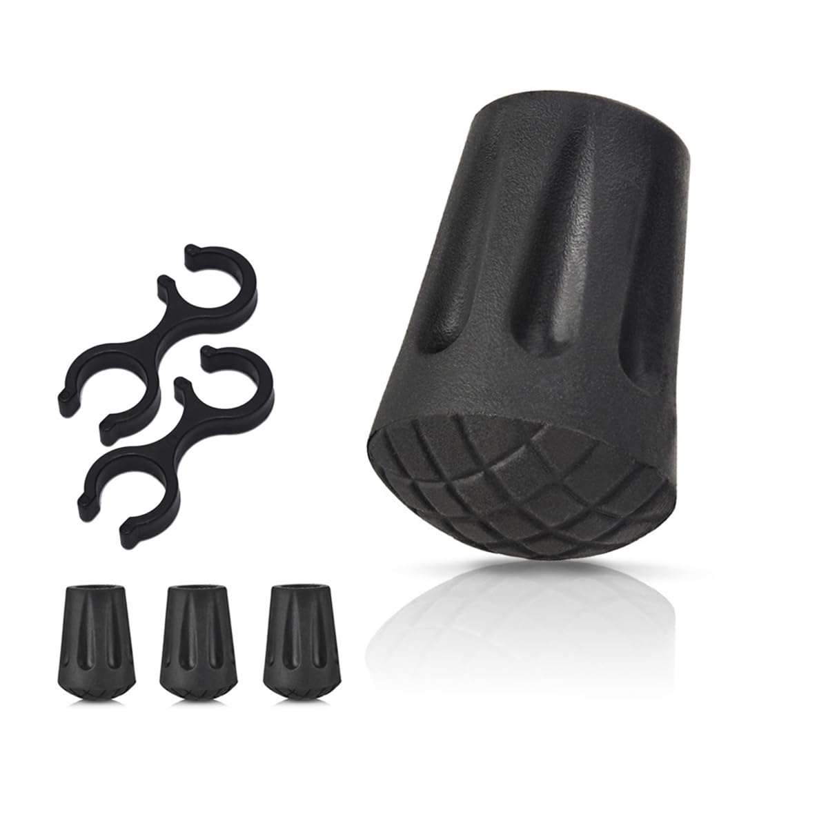 4Pcs Rubber Trekking Pole Tips - All-Terrain Accessories for Nordic Walking Poles with 11mm/0.43" Inner Diameter. Compatible with Most Standard Trekking/Hiking/Walking Poles/Sticks