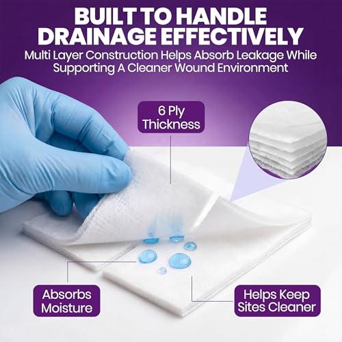 100 Pack Sterile Split Gauze Sponges 4x4 for IVs, Catheters, Tracheostomy, G Tubes
