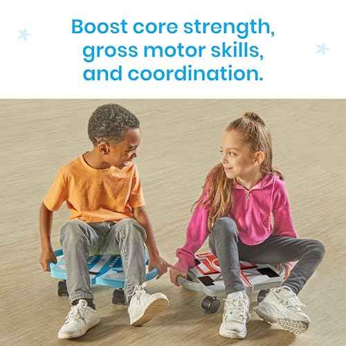 hand2mind Blue Speedway Racer Scooter Board, Floor Scooter Board, Gross Motor Toys, Kids Exercise & Physical Education Equipment, Playground Toys, Indoor Active Play, Toddler Outdoor Activities