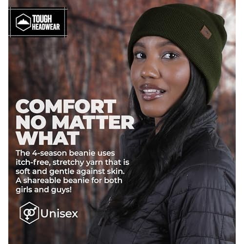Tough Headwear Cuff Beanie Hat - All-Season Winter Cap - Stretch Fit Women & Mens Beanie - Durable Knit Unisex Winter Caps