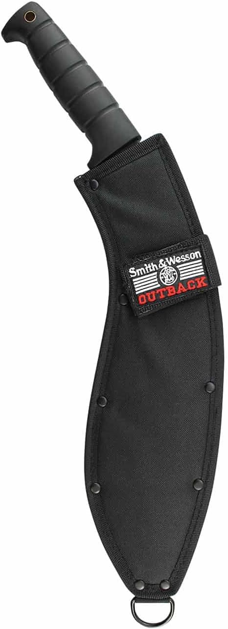 Smith & Wesson Outback SWBH 17in Full Tang Kukri with an 11.9in Stainless Steel Blade and Rubber Handle for Outdoor, Tactical, Survival and EDC