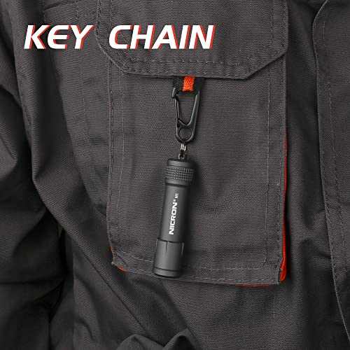 NICRON Mini LED Keychain Flashlight Gray with AAA Battery, Waterproof & Compact