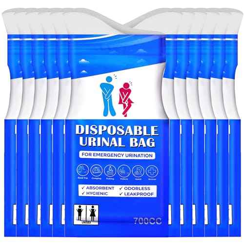 Disposable Urinal Bag, Portable Urine Bag, Portable toilet for adults, Unisex Urinal Bag for Men Women Children, Emergency pee/wee bags, vomit bags for Car, Traffic Jams, Camping, Travel (Blue, 12)