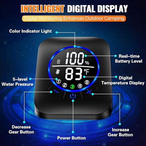Rechargeable Portable Shower Pump for Camping with Foldable Water Bucket 8000mAh