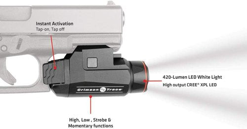 Crimson Trace CMR-208 Tactical Light with Instant Activation & 2 Mode Flashlight for Picatinny Rails