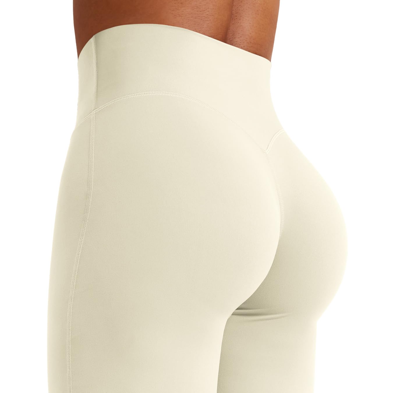 YEOREO Workout Leggings Womens No Front Seam Straight Leggings 31.5" Thin Fleece High Waist Buttery Eddiy Gym Yoga Pants Apricot White L