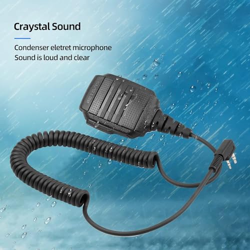 Waterproof Microphone for Walkie Talkies - 4 Pack, IP54 Rated, Handheld Radio Mic with Large PTT, Noise-Canceling, Durable & Rainproof