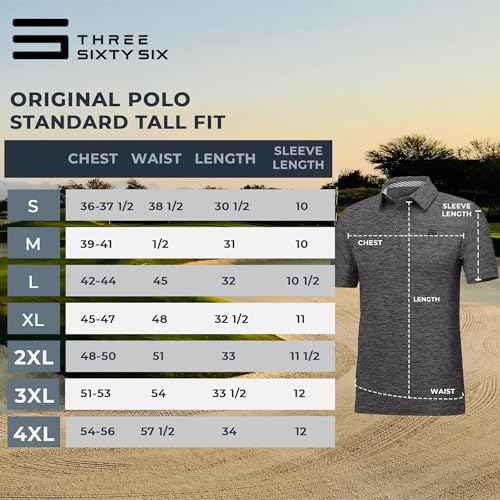 Three Sixty Six Golf Shirts for Men - Dry Fit Short-Sleeve Polo, Athletic Casual Collared T-Shirt