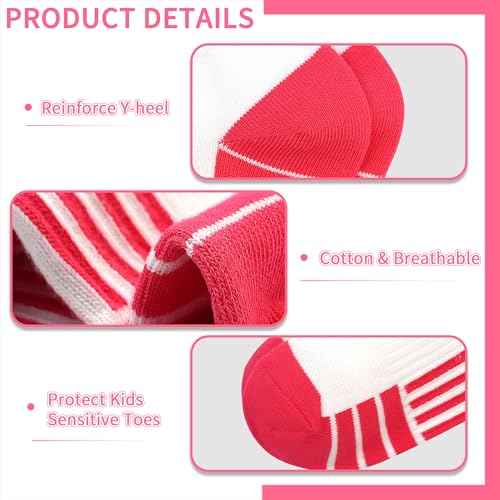 Girls Socks 12 Pairs Kids Athletic Socks with Tab 1-14 Years - Multicolor White, Size 10-14