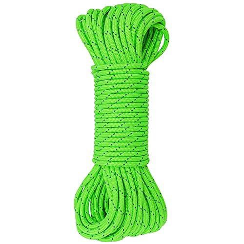 6mm Double Braid Climbing Accessory Cord Rope - Green, 20ft with Variation