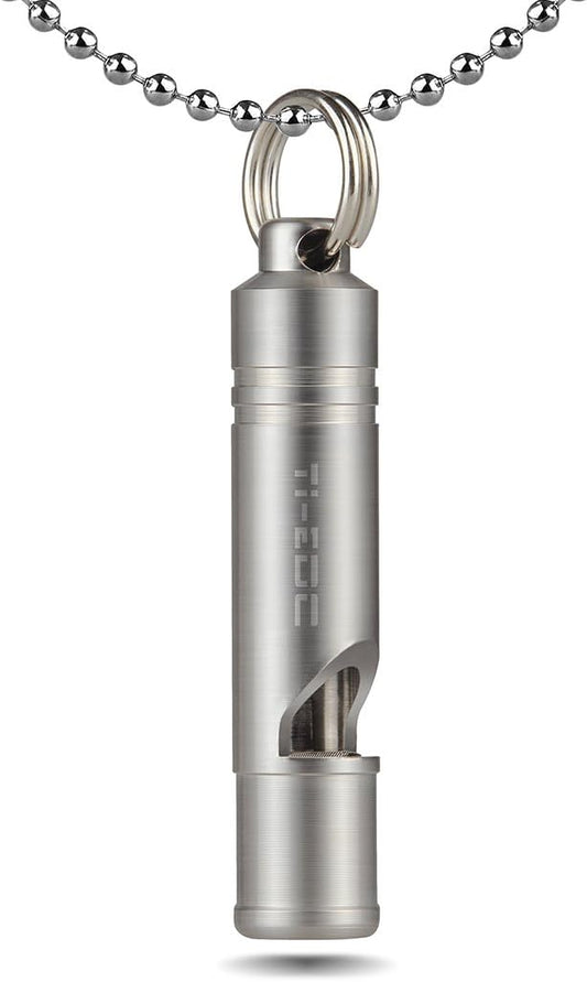 Titanium Emergency Whistle, Loud Portable Keychain Necklace Whistle for Emergency Survival, Life Saving, Hiking, Camping, and Pet Training