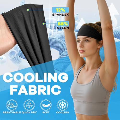 Sukeen Adjustable Cooling Headband for Women - Black Breathable Sweatband