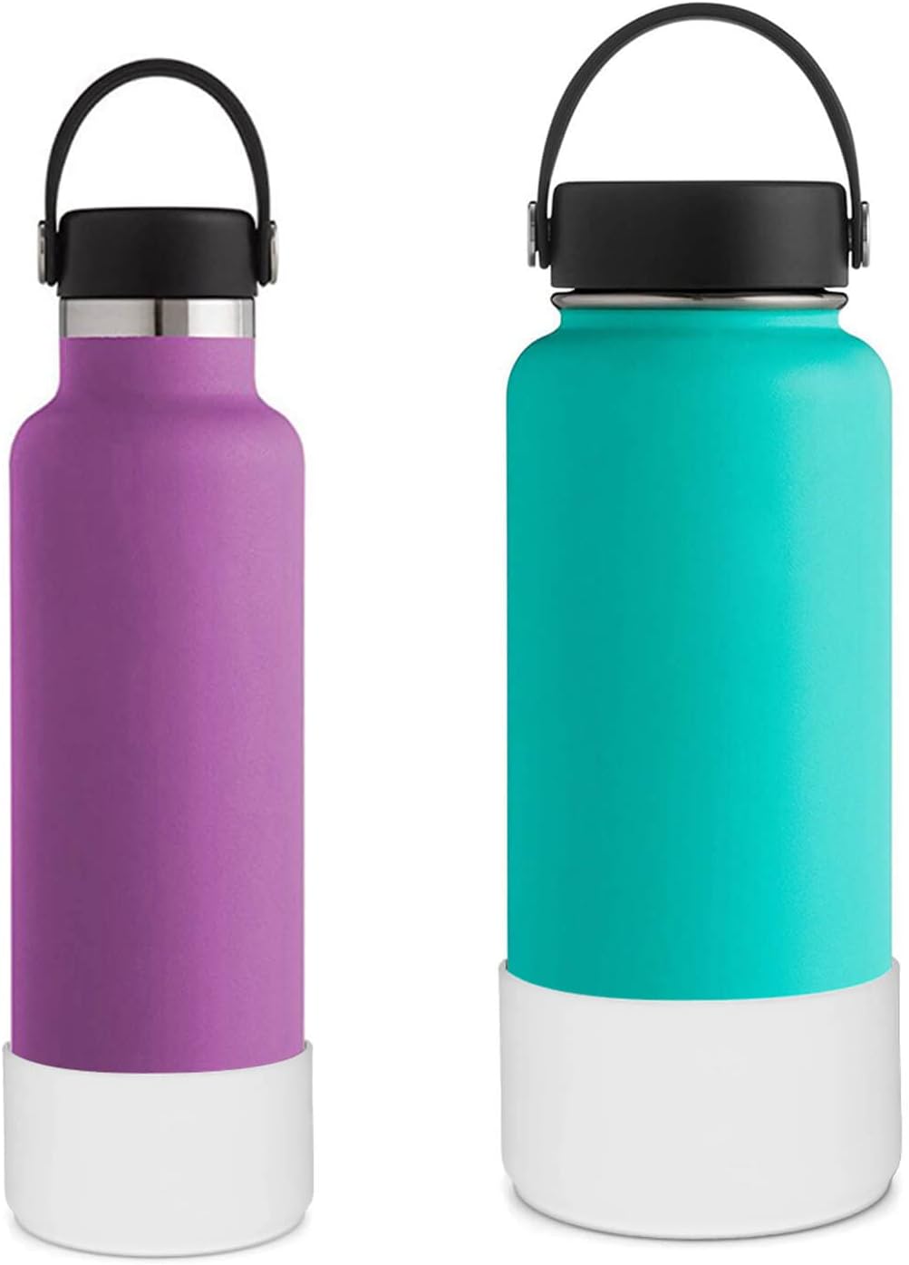 Flaskars Protective Silicone Boot for 12oz - 40 oz Hydroflask Water Bottles Anti-Slip Bottom Stanley Sleeve Cover Bumper (Black, Fits Hydroflask 32 and 40 OZ)