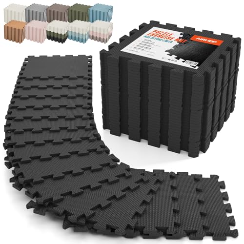 AIRHOP Extra Thick Interlocking Gym Floor Tiles 18 Pack - Anthracite