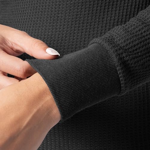 Indera Women's Thermal Long Johns Crew Top Small Black
