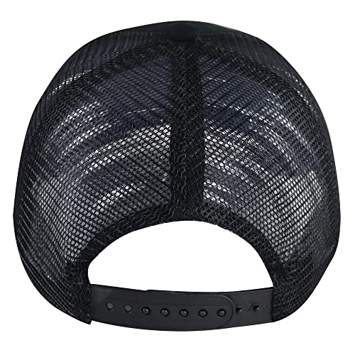 Bigfoot Leather Trucker Hat - Embroidered Adjustable Mesh Cap Black One Size